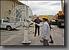 One of the goals of the housekeeping trip was to setup and test the weather RADAR.  Here's Scott Swiestal helping us lift the dish and pedestal onto the roof.